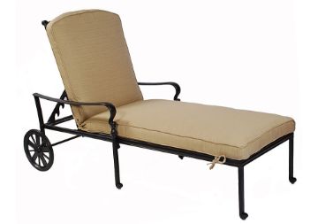 Hanamint Chaise Lounge Replacement Cushion, 24" wide x 77.5" long x 3.5" thick, designed for Tuscany and St. Augustine collections. Available in over 350 Sunbrella fabrics with standard foam and fiber fill, featuring a non-removable cover for durability and weather resistance.