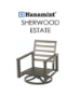 Hanamint Estate Style Club Chair Replacement Cushions, custom-made to fit Bordeaux, Hyde Park, Lancaster, Mayfair, Newport, Sherwood, South Hampton, St. Augustine, St. Moritz, Stratford, and Wilmington collections. Seat cushion measures 24" x 27" x 7", and back cushion measures 25" x 26" x 6", available in over 400 Sunbrella outdoor fabrics.