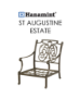 Hanamint Estate Style Club Chair Replacement Cushions, custom-made to fit Bordeaux, Hyde Park, Lancaster, Mayfair, Newport, Sherwood, South Hampton, St. Augustine, St. Moritz, Stratford, and Wilmington collections. Seat cushion measures 24" x 27" x 7", and back cushion measures 25" x 26" x 6", available in over 400 Sunbrella outdoor fabrics.