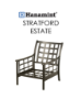 Hanamint Estate Style Club Chair Replacement Cushions, custom-made to fit Bordeaux, Hyde Park, Lancaster, Mayfair, Newport, Sherwood, South Hampton, St. Augustine, St. Moritz, Stratford, and Wilmington collections. Seat cushion measures 24" x 27" x 7", and back cushion measures 25" x 26" x 6", available in over 400 Sunbrella outdoor fabrics.