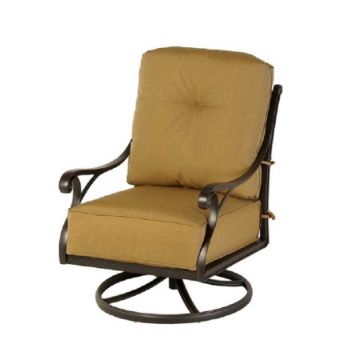 Hanamint Estate Style Swivel Club Chair Replacement Cushions, custom-made to fit Bordeaux, Hyde Park, Lancaster, Mayfair, Newport, Sherwood, South Hampton, St. Augustine, St. Moritz, Stratford, and Wilmington collections. Seat cushion measures 24" x 27" x 7", and back cushion measures 25" x 26" x 6", available in over 400 Sunbrella outdoor fabrics.