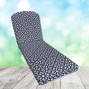 Sunbrella Luxe Indigo Chaise Lounge Replacement Cushion Rounded Back