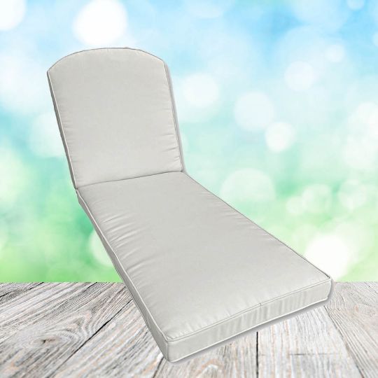 Sunbrella Canvas White Chaise Lounge Replacement Cushion Rounded Back 