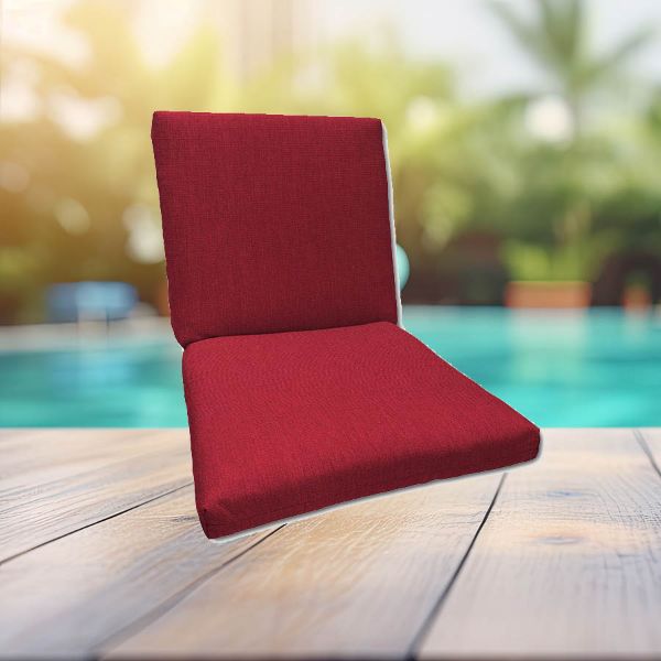 Sunbrella Canvas Burgundy Universal Patio Chair Cushion With Ties