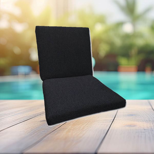 Sunbrella Canvas Raven Black Universal Patio Chair Cushion With Ties