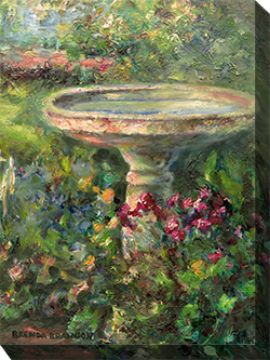 Birdbath  - 30" x 40" Outdoor Canvas Wall Art | Weatherproof & UV-Resistant