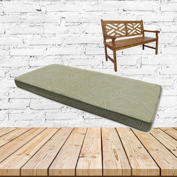 Leaf Structure Aloe Sunbrella Fabric Patio Bench Cushion