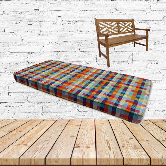 Mixture Mirage Sunbrella Fabric Patio Bench Cushion