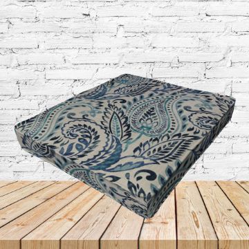 Richloom Solarium Algurats Denim Boxed Patio Dining Chair Seat Cushions – Custom Outdoor Comfort