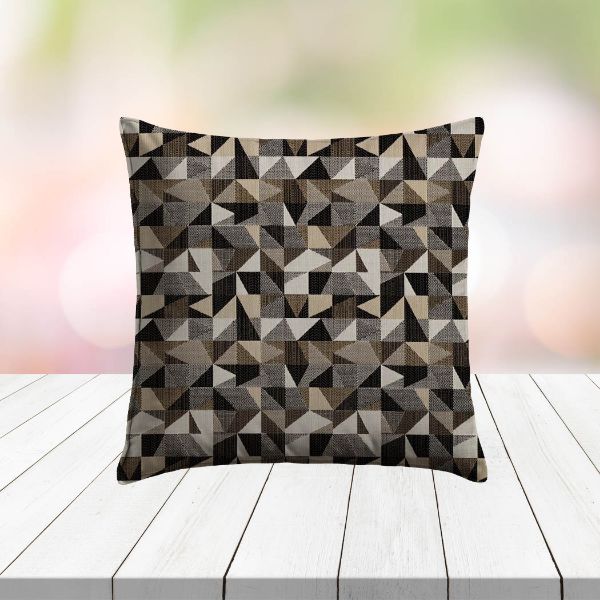 Custom Outdoor Pillows in Outdura Geo Carbon | Fade-Resistant & Weatherproof