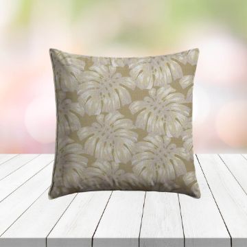 Custom Outdoor Pillows in Outdura Palm Basil | Fade-Resistant & Weatherproof