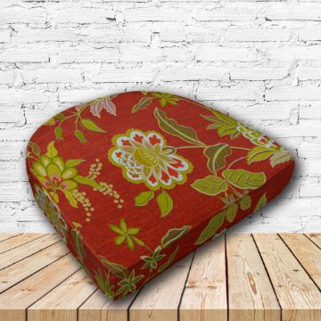Richloom Solarium Alberta Salsa Boxed Patio Contoured Dining Chair Seat Cushions –Wicker Chair Cushions