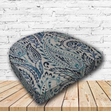 Richloom Solarium Algurats Denim Boxed Patio Contoured Dining Chair Seat Cushions –Wicker Chair Cushions