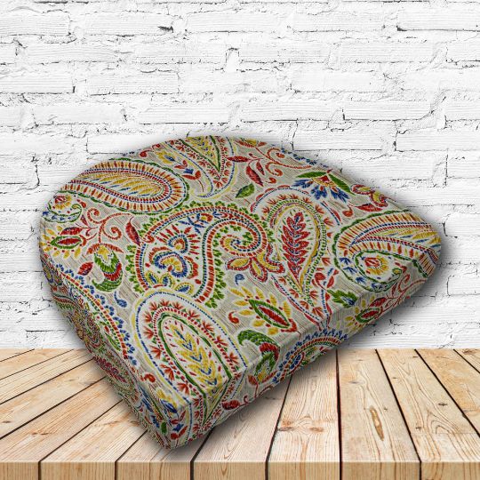 Richloom Solarium Artic Multi Boxed Patio Contoured Dining Chair Seat Cushions –Wicker Chair Cushions