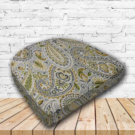 Richloom Solarium Artic Stone Boxed Patio Contoured Dining Chair Seat Cushions –Wicker Chair Cushions