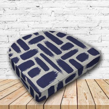 Richloom Solarium Baja Nautical Boxed Patio Contoured Dining Chair Seat Cushions –Wicker Chair Cushions