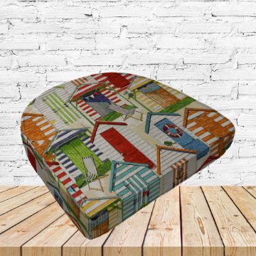 Richloom Solarium Beachhuts Cabana Boxed Patio Contoured Dining Chair Seat Cushions –Wicker Chair Cushions