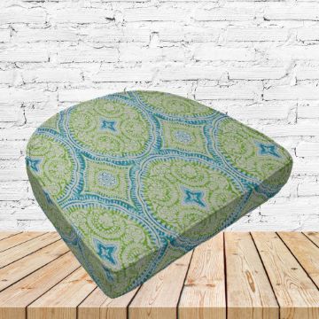 Richloom Solarium Besetta Seaglass Boxed Patio Contoured Dining Chair Seat Cushions –Wicker Chair Cushions