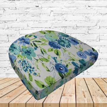 Richloom Solarium Bettina Aqua Boxed Patio Contoured Dining Chair Seat Cushions –Wicker Chair Cushions