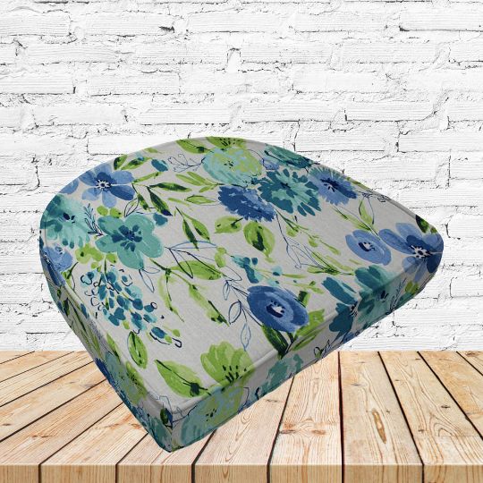 Richloom Solarium Bettina Aqua Boxed Patio Contoured Dining Chair Seat Cushions –Wicker Chair Cushions