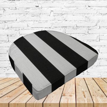 Richloom Solarium Cabana Black Boxed Patio Contoured Dining Chair Seat Cushions –Wicker Chair Cushions