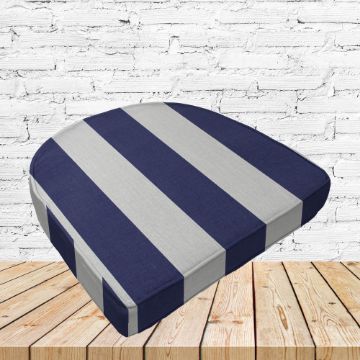 Richloom Solarium Cabana Navy Boxed Patio Contoured Dining Chair Seat Cushions –Wicker Chair Cushions