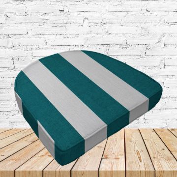 Richloom Solarium Cabana Peacock Boxed Patio Contoured Dining Chair Seat Cushions –Wicker Chair Cushions