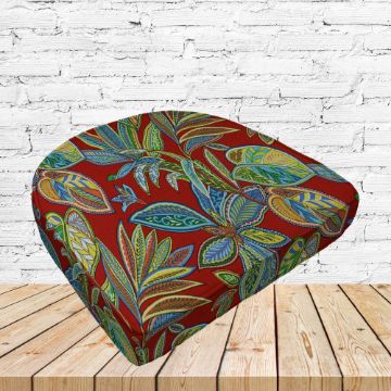 Richloom Solarium Crestwood Multi Boxed Patio Contoured Dining Chair Seat Cushions –Wicker Chair Cushions