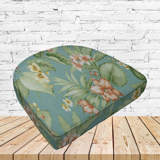 Richloom Solarium Davila Seaspray Boxed Patio Contoured Dining Chair Seat Cushions –Wicker Chair Cushions