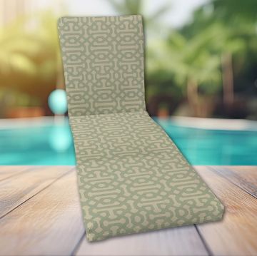 Classic Universal Chaise Lounge Cushions | Sunbrella Fretwork Mist Fabric | 3 Sizes