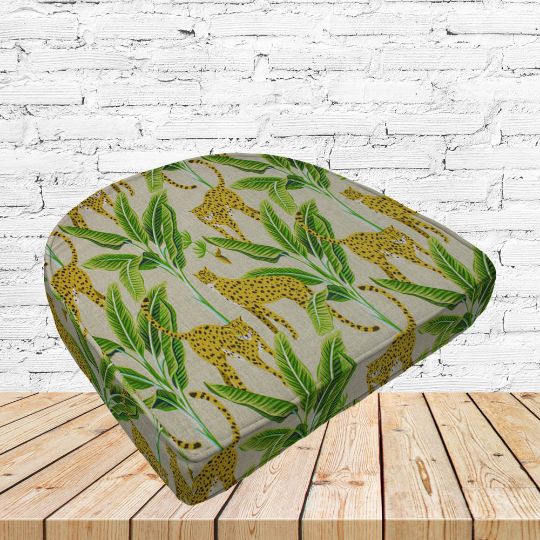 Richloom Solarium Enzel Linen Boxed Patio Contoured Dining Chair Seat Cushions –Wicker Chair Cushions