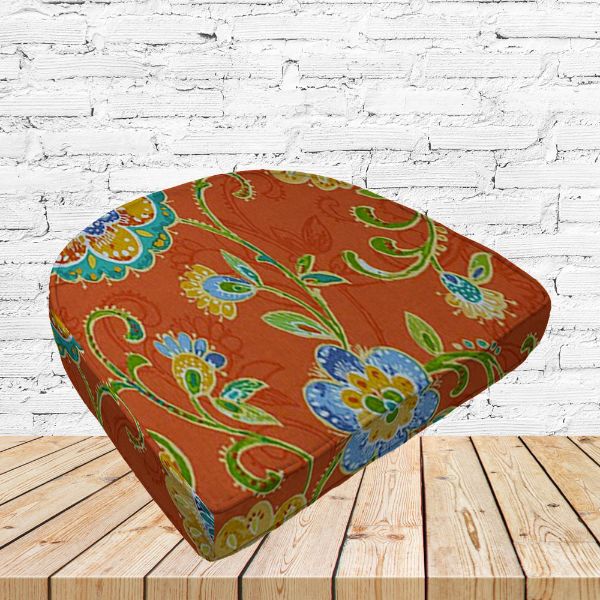 Richloom Solarium Fanfare Carnival Boxed Patio Contoured Dining Chair Seat Cushions –Wicker Chair Cushions