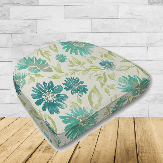 Wicker Patio Chair Cushions with a rounded back Boxed Double Piped Patio Dining Chair Seat Pad or Seat Cushion from Cascadia Outdoor Cushions