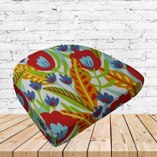 Richloom Solarium Fournette Multi Boxed Patio Contoured Dining Chair Seat Cushions –Wicker Chair Cushions