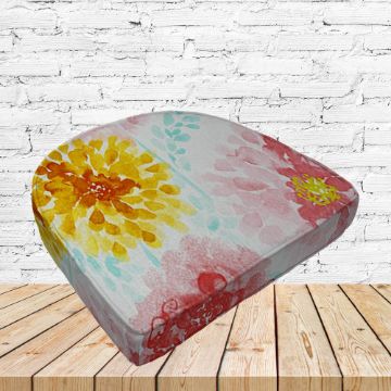 Richloom Solarium Gardenia Bloom Boxed Patio Contoured Dining Chair Seat Cushions –Wicker Chair Cushions