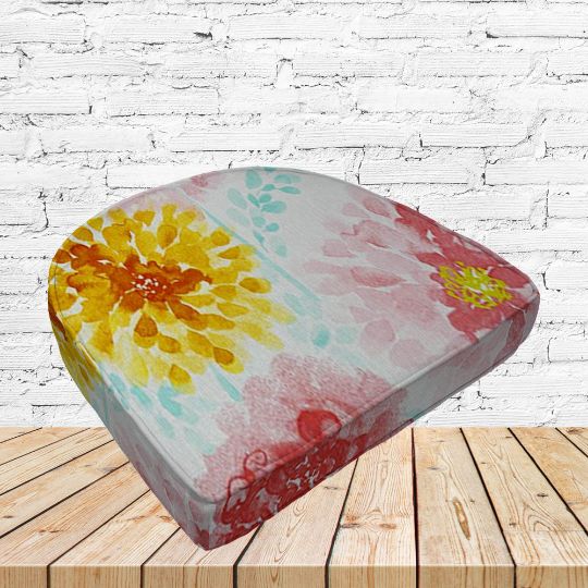 Richloom Solarium Gardenia Bloom Boxed Patio Contoured Dining Chair Seat Cushions –Wicker Chair Cushions