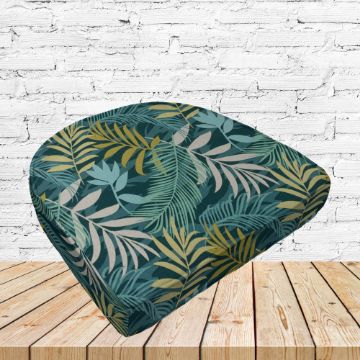 Richloom Solarium Mayland Palm Boxed Patio Contoured Dining Chair Seat Cushions –Wicker Chair Cushions