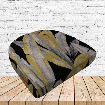Richloom Solarium Mekko Noir Boxed Patio Contoured Dining Chair Seat Cushions –Wicker Chair Cushions