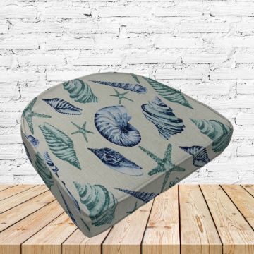 Richloom Solarium Nautique Baltic Boxed Patio Contoured Dining Chair Seat Cushions –Wicker Chair Cushions