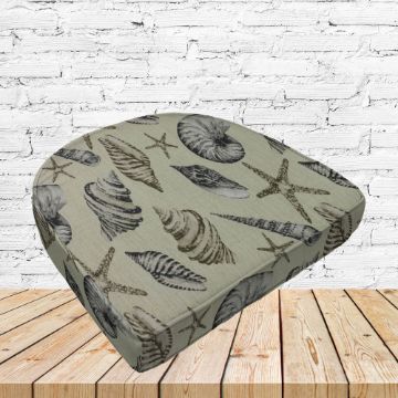Richloom Solarium Nautique Driftwood Boxed Patio Contoured Dining Chair Seat Cushions –Wicker Chair Cushions