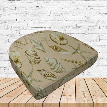 Richloom Solarium Nautique Sierra Boxed Patio Contoured Dining Chair Seat Cushions –Wicker Chair Cushions