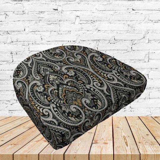 Richloom Solarium Parkview Noir Boxed Patio Contoured Dining Chair Seat Cushions –Wicker Chair Cushions