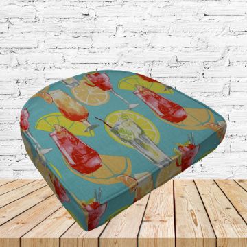 Richloom Solarium Partytime Aqua Boxed Patio Contoured Dining Chair Seat Cushions –Wicker Chair Cushions