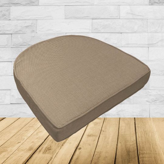 Wicker Patio Chair Cushions with a rounded back Boxed Double Piped Patio Dining Chair Seat Pad or Seat Cushion from Cascadia Outdoor Cushions